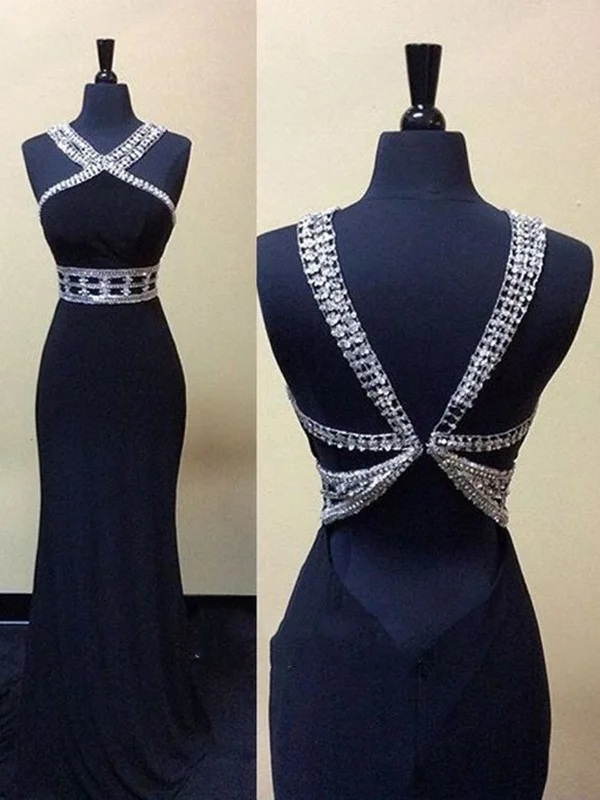 Quick Grab Deals Unique Sleeveless Navy Blue Prom Dresses, Navy Blue Formal Dresses Feminine Allure