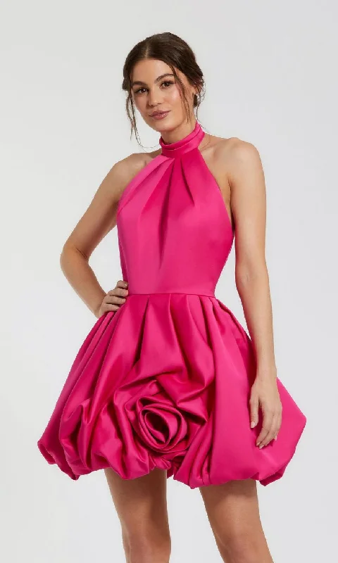 Romantic Chic Deals Satin High-Neck Bubble-Hem Dress: Mac Duggal 20707 Romantic Detailing