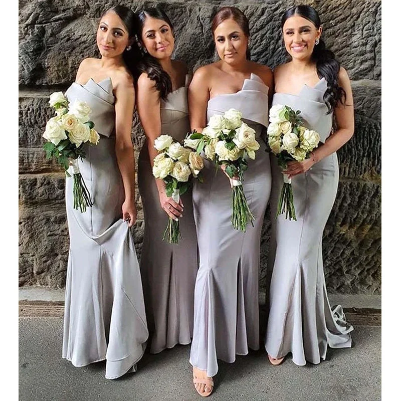 Affordable Trendy Fashion Cheap Mermaid Grey Elegant Bridesmaid Dresses WG933 Classic Timeless Elegant Style