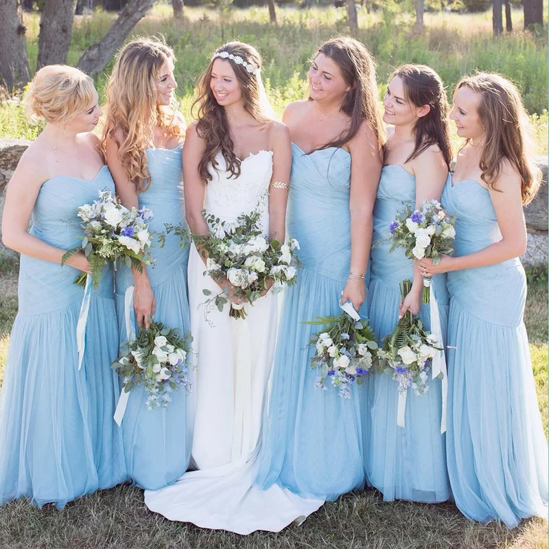 Stylish Deals Sweetheart Mermaid Baby Blue, Light Blue Strapless Sexy Cheap Bridesmaid Dress, BD3043 Sophisticated Cut