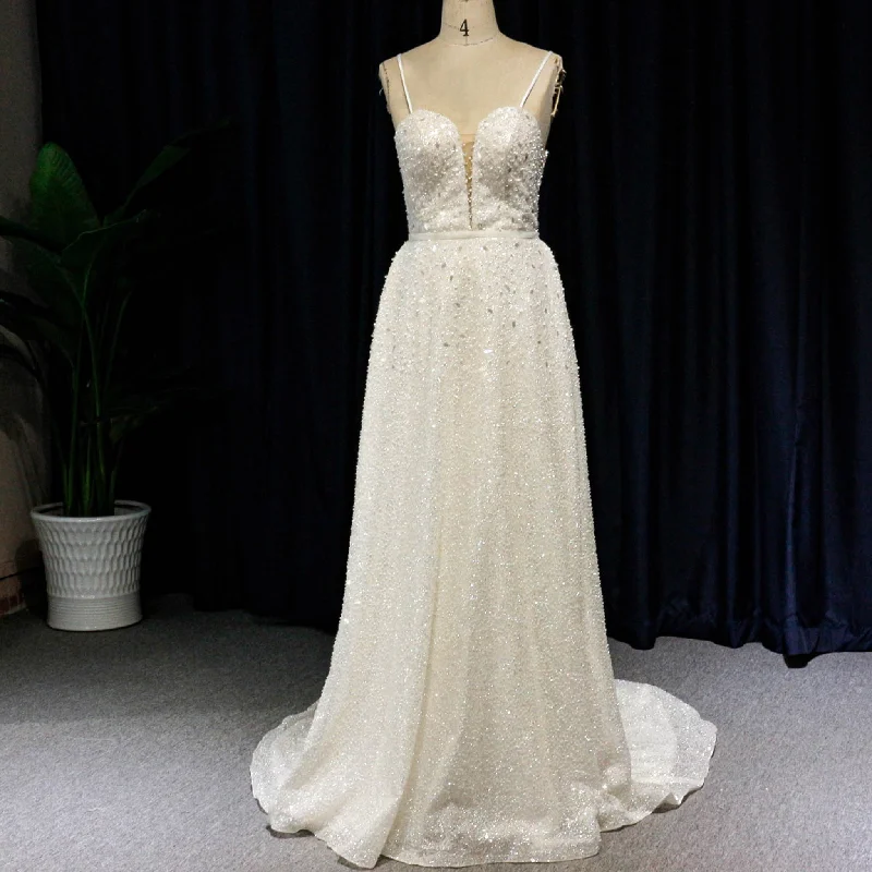 Exclusive Discount Spaghetti Strap Sweetheart Neckline Column/Sheath Wedding Dress Dreamy Aesthetic