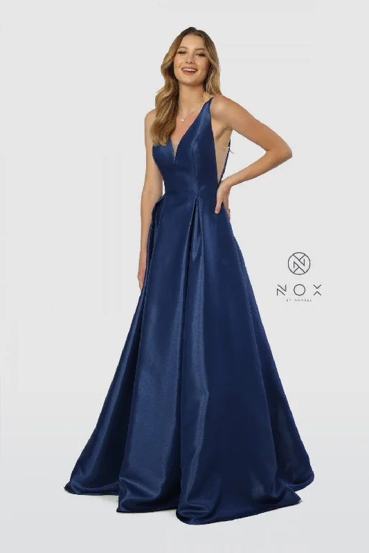 Avant-Garde Style Promotions Long Open Back Prom Dress Evening Gown with Pockets Modern Glamour