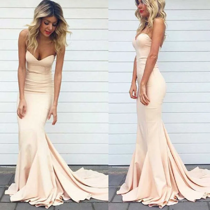 Seasonal Sale Sweetheart Blush Pink Mermaid Sexy Cheap Long Bridesmaid Dress, WG99 Feminine Allure