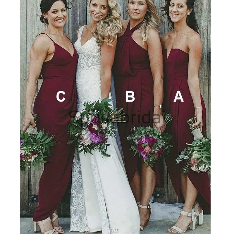 Limited Stock, Big Discounts Mismatched Burgundy Modest Elegant Bridesmaid Dresses WG775 Casual Chic