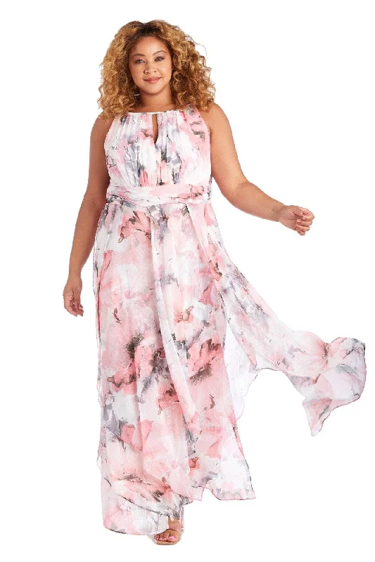 Unleash Your Trendy Side R&M Richards 7088W Long Plus Size Chiffon Dress Formal Outfit