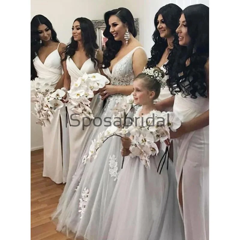 Unleash Your Trendy Side Mermaid Spaghetti Straps White Bridesmaid Dresses with Split WG715 Luxury Comfort