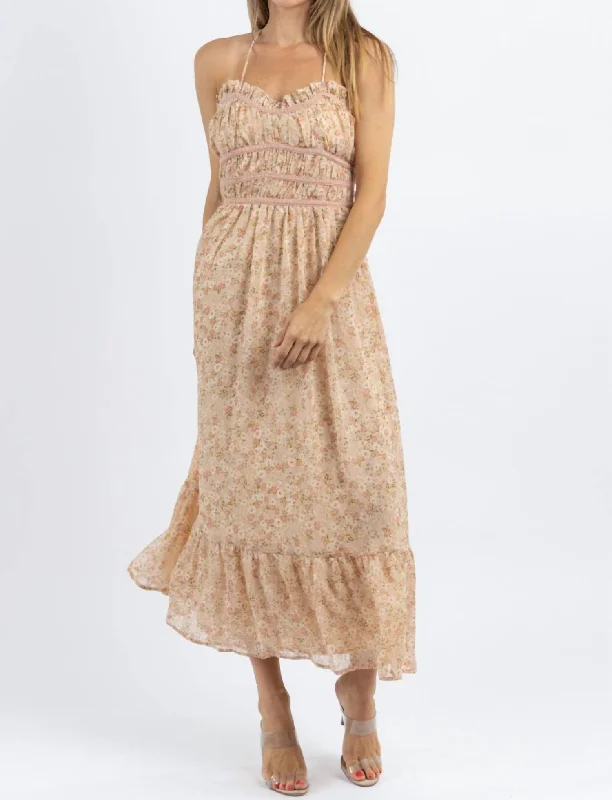 Flash Sale, Don'T Miss Floral Maxi Dress In Bluebell Blush Vintage Retro Party Wear