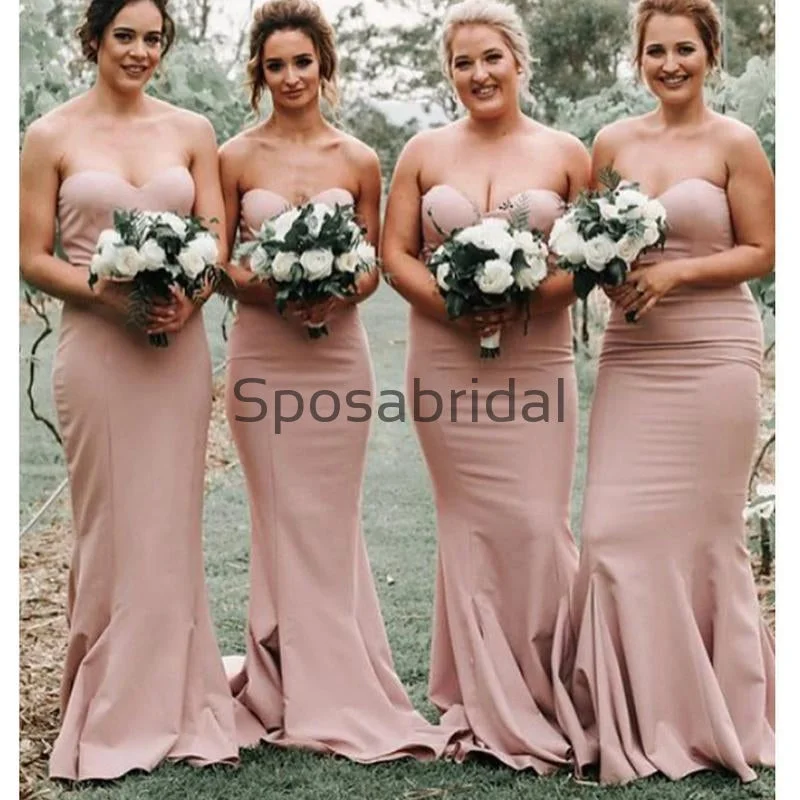 Get The Latest Trends Mermaid Sweetheart Sleeveless Blush Satin Bridesmaid Dresses WG716 Casual Elegance