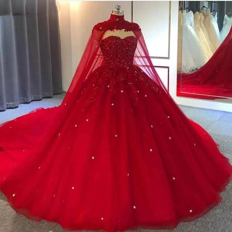 Classic Chic Deals 2025 Red Wedding Dresses Ball Gown Crystals Sweet 16 Quinceanera Dress Statement Piece