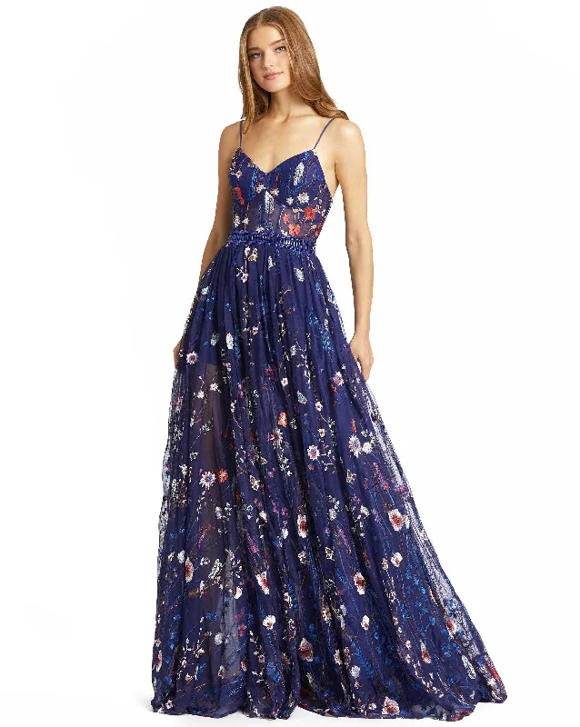 Unleash Your Fashion Mac Duggal 62989 Long Floral Formal Dress Playful Elegance