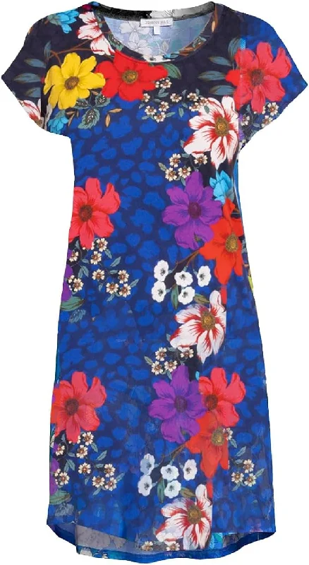 Discover Now Johnny Was Women's Multi Color Archimal Floral Print Cap Sleeve Dress Night Shir Modern Romance