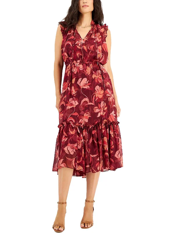 Seasonal Clearance Womens Floral Long Midi Dress Classic Timeless Elegant Style