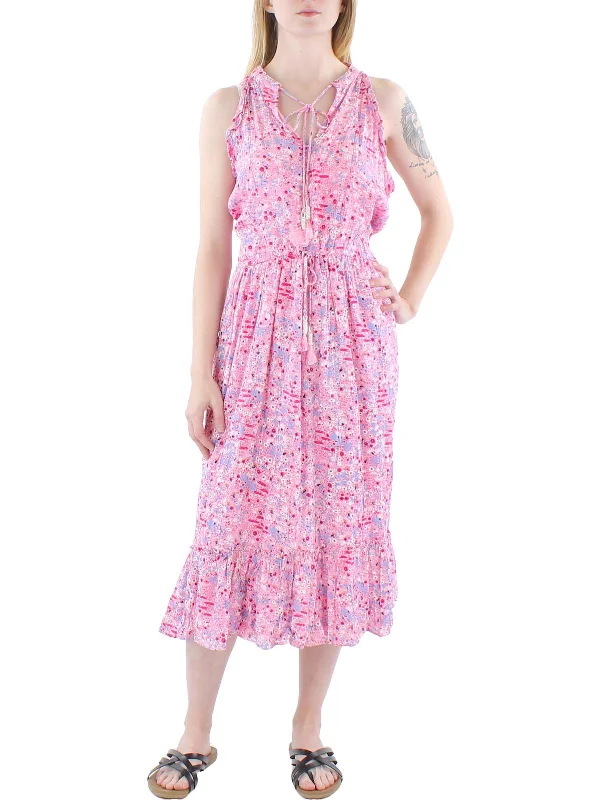 Special Offers, Don't Miss Plus Womens Boho Floral Midi Dress Contemporary Elegance