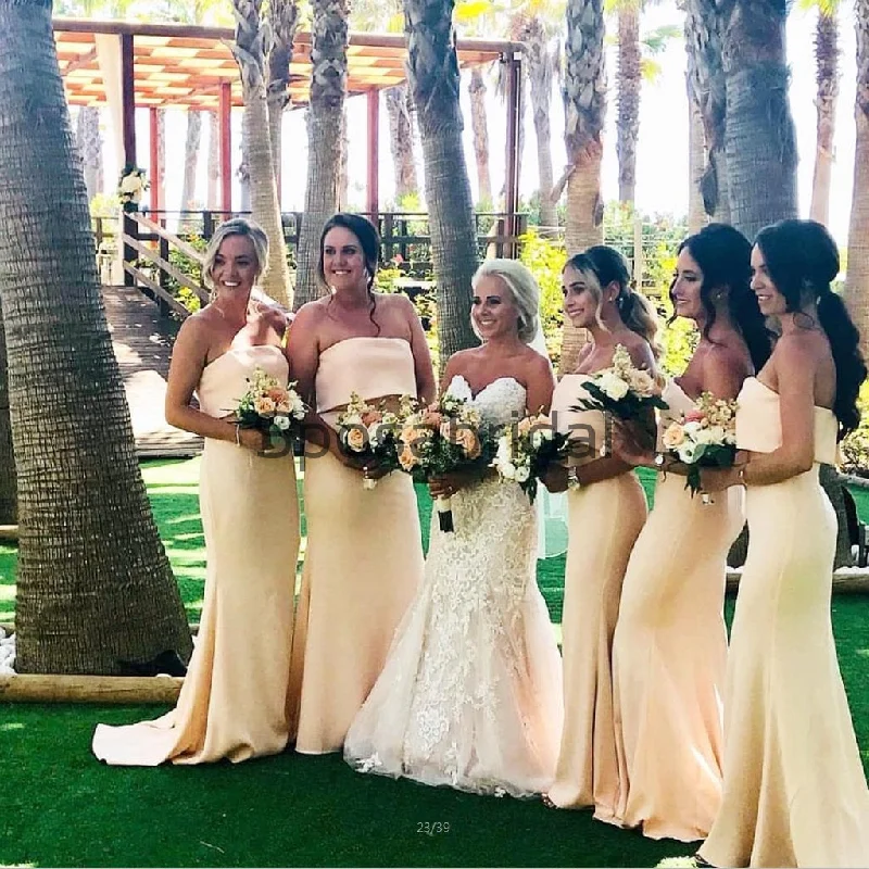 Sleek Style Discounts Pastel Yellow Mermaid Unique Elegant Long Bridesmaid Dresses WG887 Modern Glamour