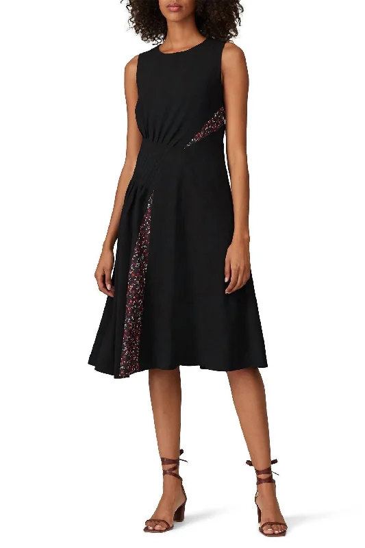 The Latest Fashion Trends Floral Gathered Dress In Black Romantic Flair