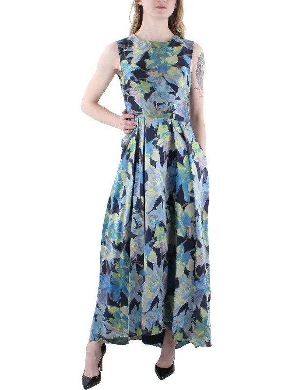 You'Ll Love Us Because Womens Floral Metallic Evening Dress Feminine Grace