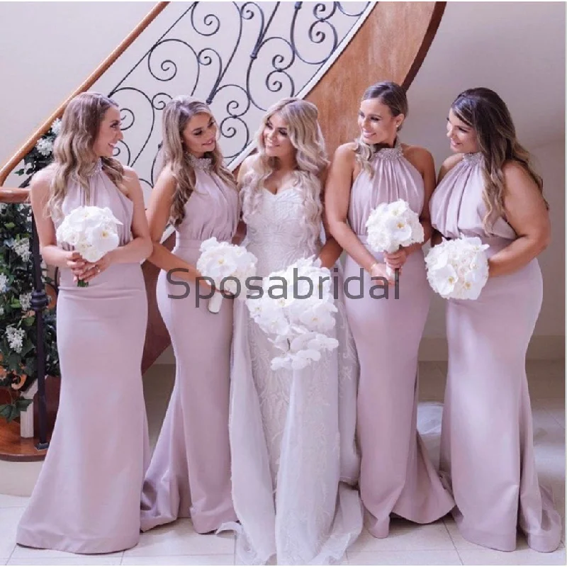 Insane Discount Onslaught Halter Elegant Mermaid Modest Bridesmaid Dresses WG769 Feminine Elegant