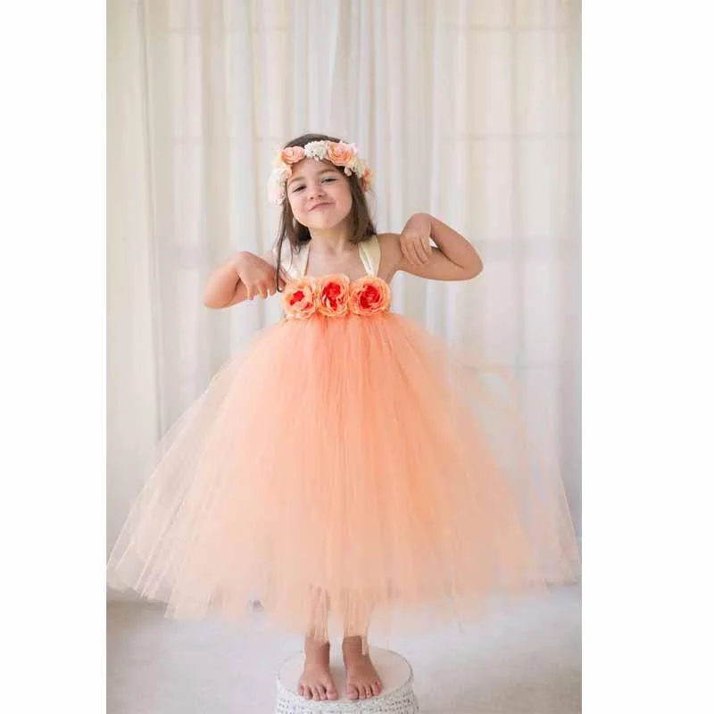 Unleash Your Fashion Strap Dusty Orange Pixie Tutu Dresses, Cheap Popular Flower Girl Dresses,Junior Bridesmaid Dresses, FG113 Vintage Retro Party Wear