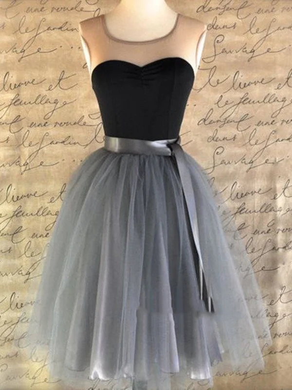 Vintage-Modern Style Offers Round Neck Sleeveless Short Prom Dresses, Short Graduation Dresses, Homecoming Dresses Weekend Special