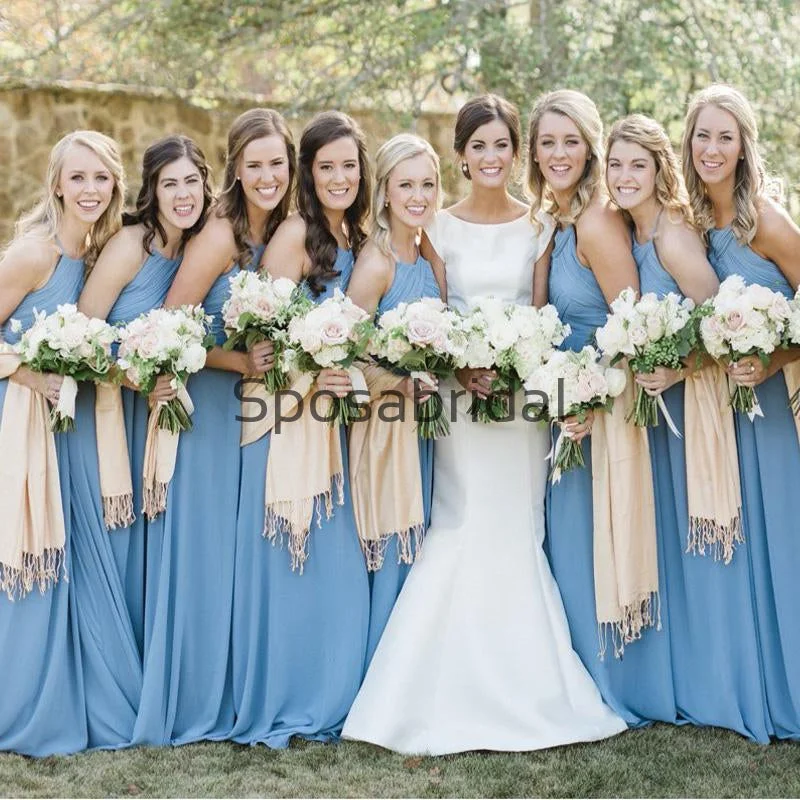 Top Brand Discounts Blue Newest Chamring Chiffon Long Beach Bridesmaid Dresses WG850 Seasonal Trend