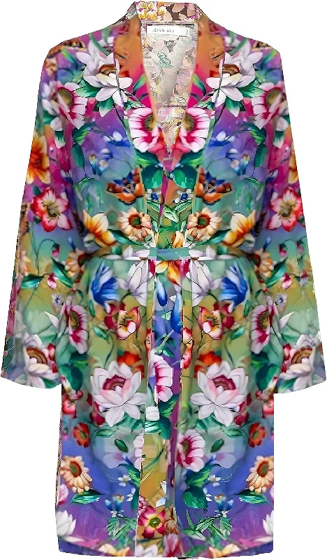 Limited Time Offer Johnny Was Women Evelyn Floral Cotton Silk Belted Tie Robe Multicolor Bold Patterns