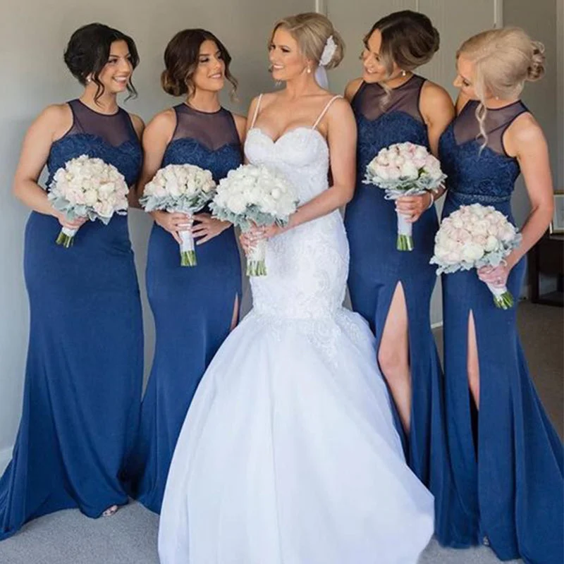 Discover Promotions Navy Blue Mermaid Country Vintage Long Fashion Bridesmaids Dresses WG857 Luxury Comfort