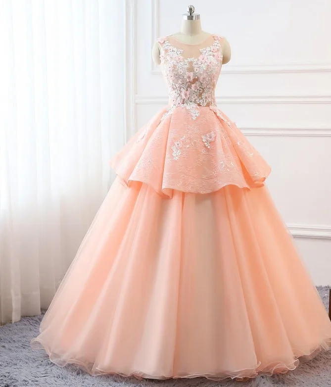 Clearance Sale, All Cheap Custom Prom Ball Gown Plus Size Long 2021 Women Formal Dresses Tulle Orange Pink Quinceanera Dress    cg21284 Chic Urban Fashion Look