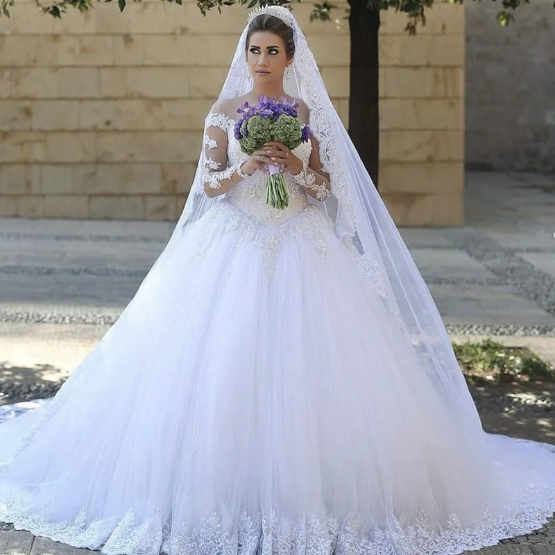 Must Haves Long Sleeves Vintage Arabic Wedding Dresses Lace Tulle Ball Gowns Effortless Grace