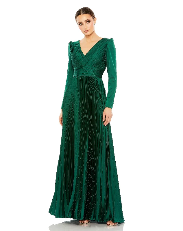 Timeless Style Promotions Mac Duggal 26542 Long Sleeve Formal Pleated Dress Cottagecore Rustic Charm Style