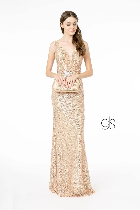 Limited Time Offer Deep Illusion V-Neck Sequin Long Prom Dress Chic Allure