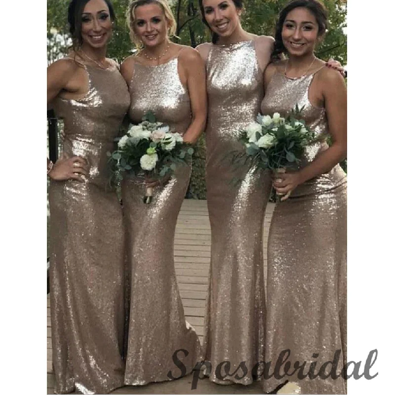 Sporty Fashion Offers Sequin Spagheti Straps Mermaid Formal Bridesmaid Dresses WG921 Rustic Countryside Charm Look