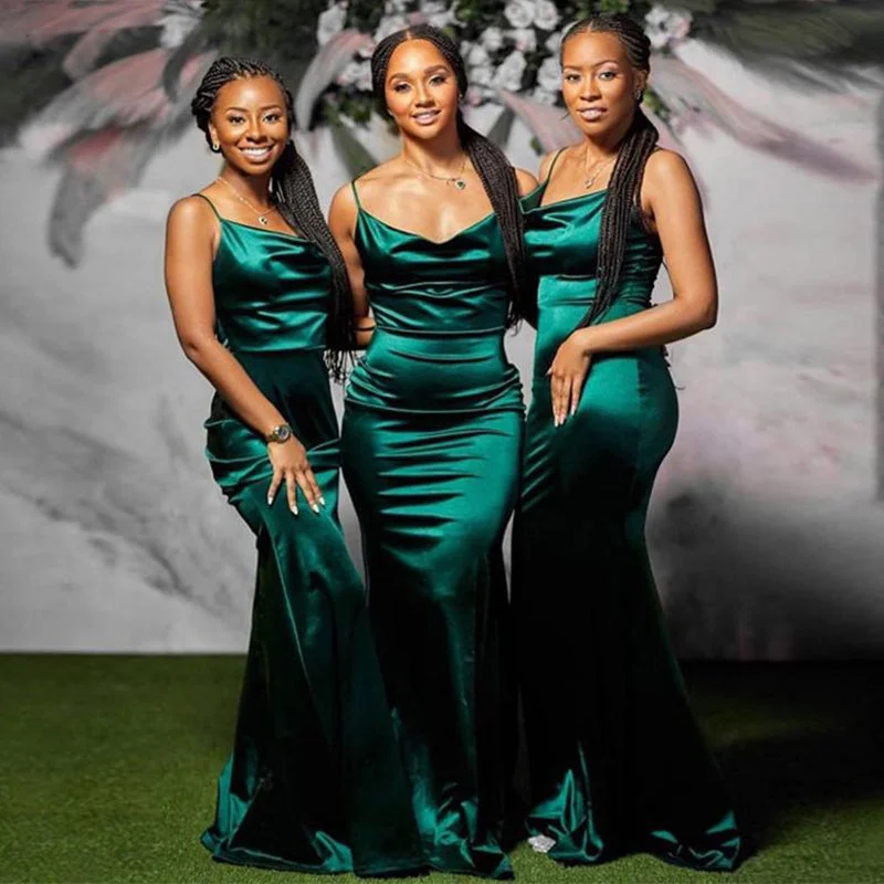 Trendy Women'S Wear Collection Spaghetti Straps Emerald Green Mermaid Long Custom Bridesmaid Dresses, BD3241 Flash Sale