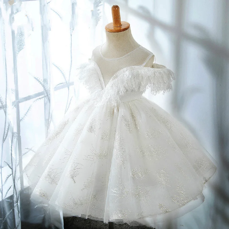 Mega Sales Flower Girl Dresses Baby Girl Elegant Sleeveless Mesh Princess Christening Dress Feminine Elegance