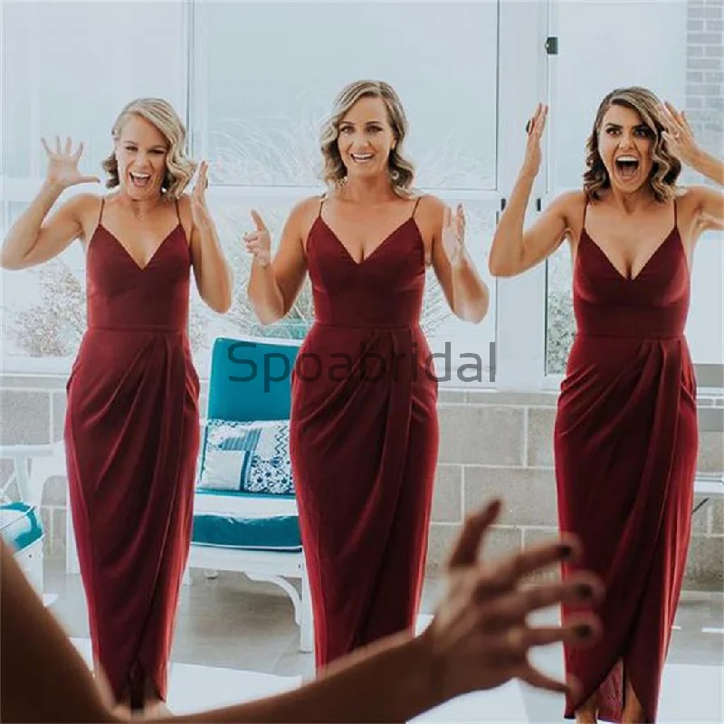 Winter Warehouse Sale Burgundy Short Straps Simple Popular Bridesmaid Dresses WG751 Vintage Charm