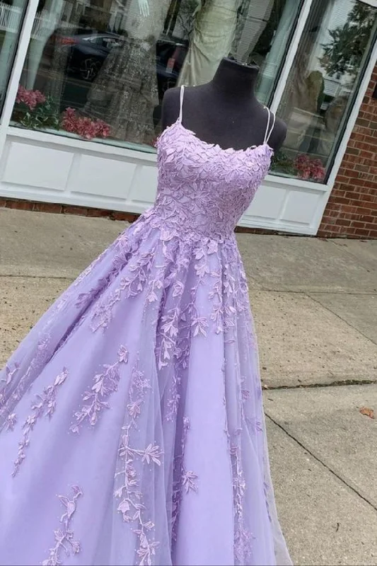 New Season Fashion Preview Sale A-line lavender lace appliqued long prom dress formal gown    cg18299 Artful Design