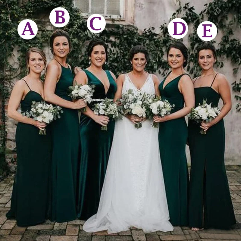 Elegant Fashion Offers Emerald Green Mismatched Smermaid Elegant Long Bridesmaid Dress, BD3208 Elevated Style