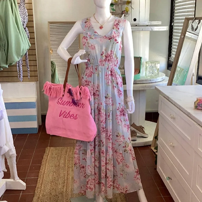 Find Your Unique Flair Ruffled Floral Maxi Dress In Rosie Effortless Comfort