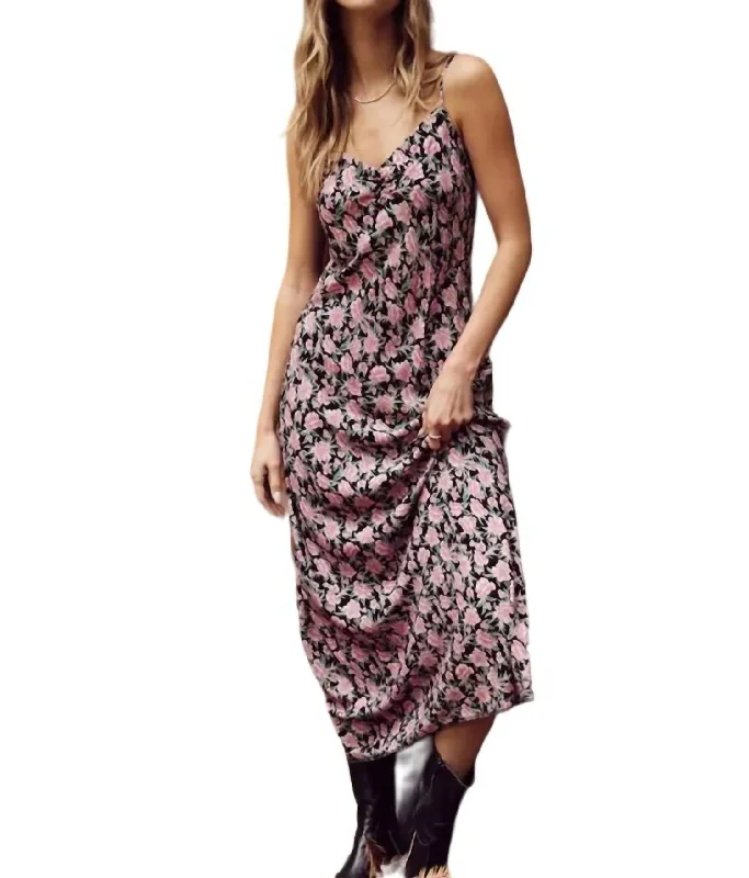 Modern Chic Discounts Lark Floral Slip Dress In Mauve Casual Elegance