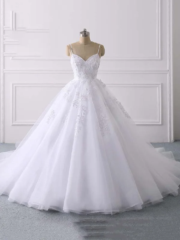 Discount Extravaganza Lace Applique Ball Gown Vestido Wedding Dresses Spaghetti Straps Hollywood Glam Award - Show Style