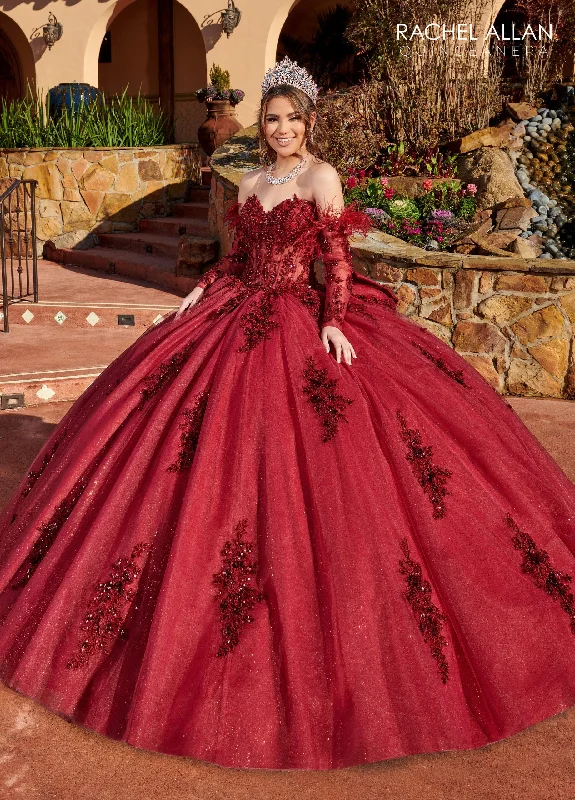 Limited Time Special Offer Feather Long Sleeve Quinceanera Dress by Rachel Allan RQ2171 Limited - Edition Drops