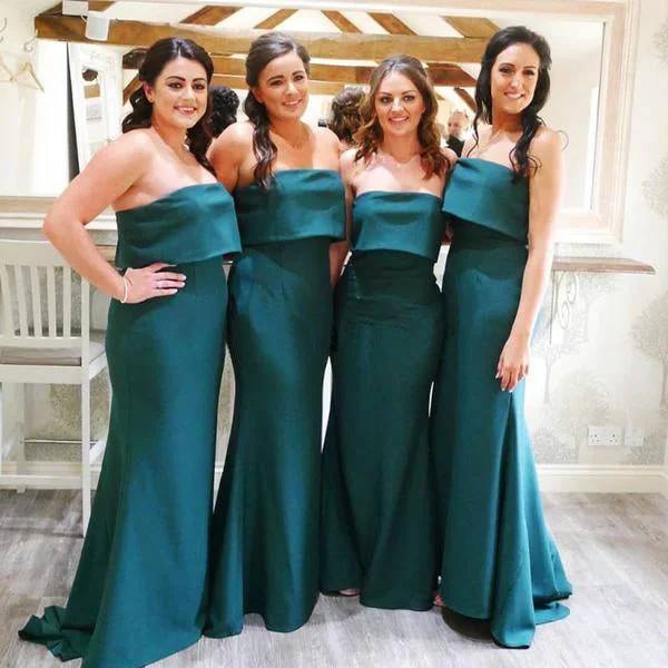 Playful Fashion Offers Teal Mermaid Unique Elegant Long Bridesmaid Dresses WG890 Chic Sophistication