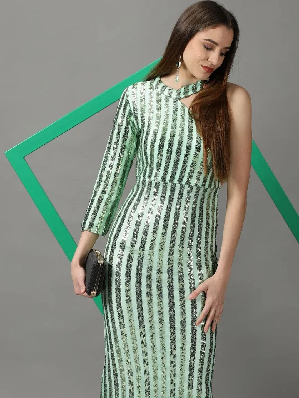 Style Upgrade Women's Green Embellished Bodycon Dress-AE-15922-Green Refined Look