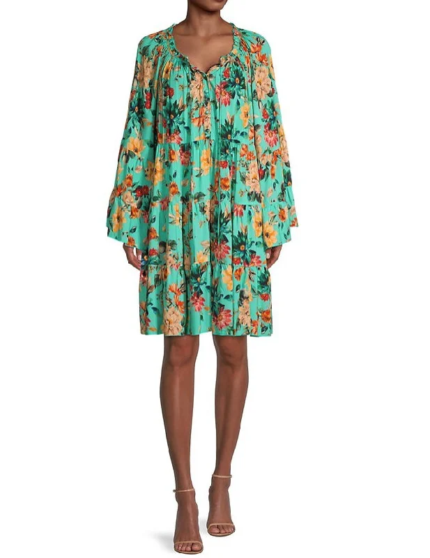 New Arrivals Johnny Was Women Tulum Relaxed Floral Tiered Mini Dress Multicolor Flowy Fabric