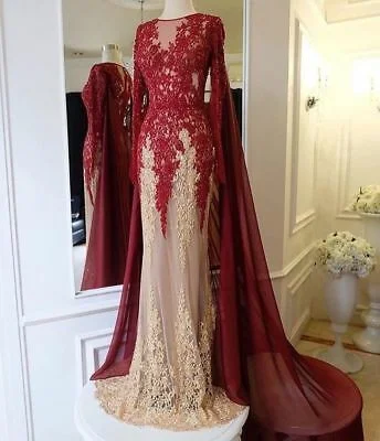 Style Revolution Lace Appliques Evening Dress Formal Long Prom Party Gown with Cape    cg21119 Feminine Allure