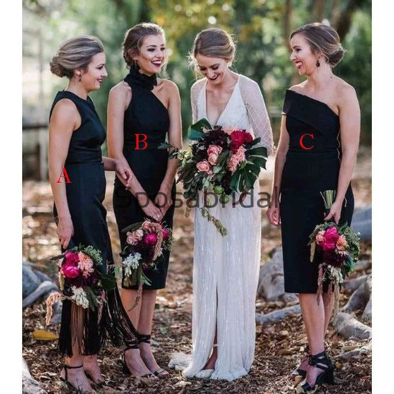 Trendy Fashion Sale Black Short Mismatched Elegant Simple Bridesmaid Dresses WG849 Refined Simplicity