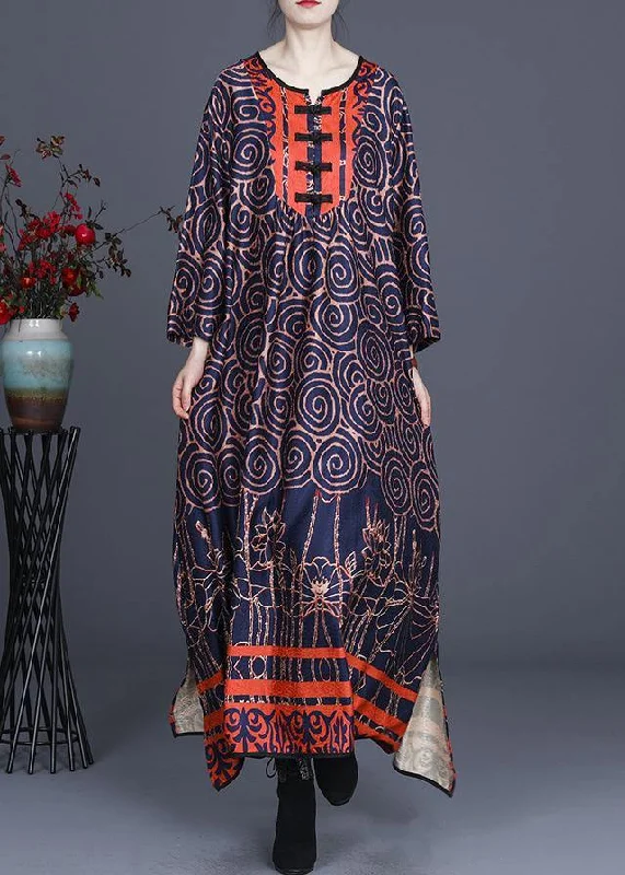 Swimwear Summer Blowout Comfy Blue Print Long sleeve Summer Spring Dress Seasonal Trend