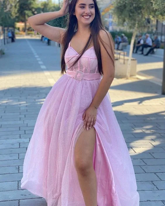 The Latest Fashion Trends Pink seuqins prom dresses leg split evening gown prom dress    cg21200 Limited - Edition Drops