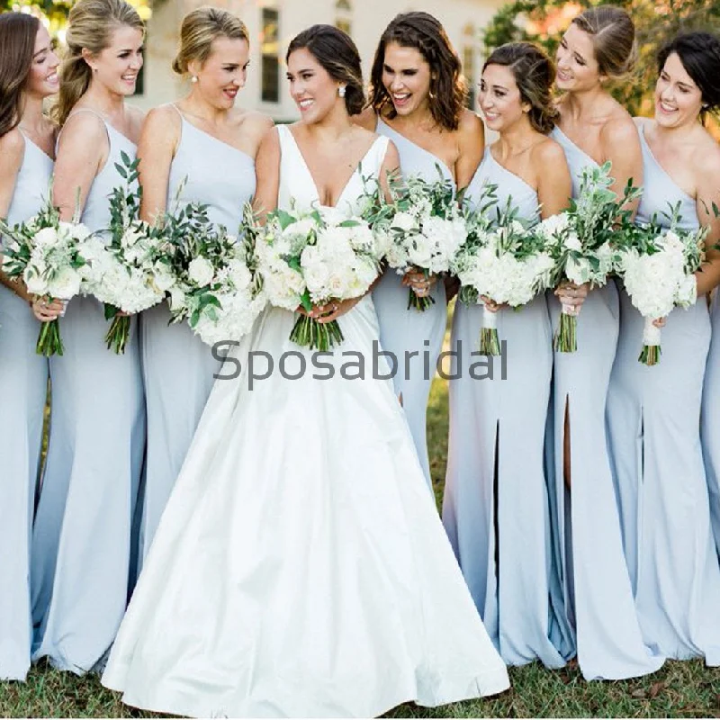 Explore What'S New Cheap Baby Blue One Shoulder Simple Bridesmaid Dresses WG789 Limited - Edition Drops