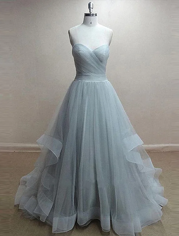 Don't Miss Out A-Line Cute Engagement Prom Dress Neckline Sleeveless Tulle with Pleats Ruffles Disco - Inspired Retro Dance Look