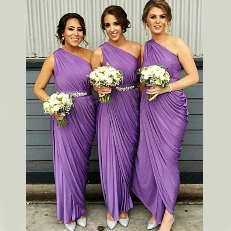 Stylish Savings Elegant Purple Greek Godness One-shoulder Pleats Mermaid Long Bridesmaid Dress, BD3076 Feminine Charm